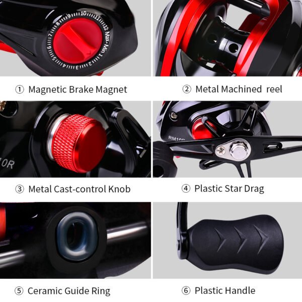 Wholesale Baitcasting Reels 12 Gear Magnetic Brakes 7.2:1 Gear Ratio Metal Fishing Reels - Image 5