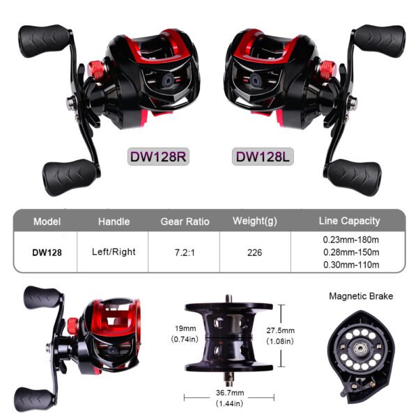 Wholesale Baitcasting Reels 12 Gear Magnetic Brakes 7.2:1 Gear Ratio Metal Fishing Reels - Image 7