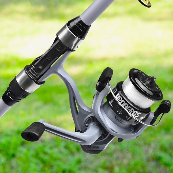 Factory OEM Spinning Fishing Rods Set Mini Fiberglass Spinning Rods and Metal 5.2:1 Gear Ratio Spinning Reels