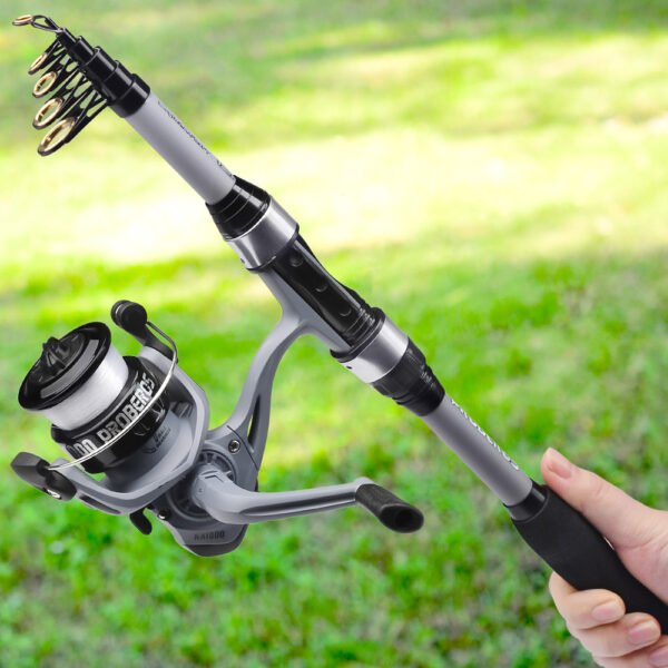 Factory OEM Spinning Fishing Rods Set Mini Fiberglass Spinning Rods and Metal 5.2:1 Gear Ratio Spinning Reels - Image 6