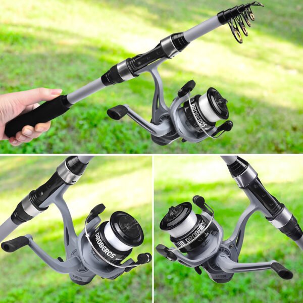 Factory OEM Spinning Fishing Rods Set Mini Fiberglass Spinning Rods and Metal 5.2:1 Gear Ratio Spinning Reels - Image 2
