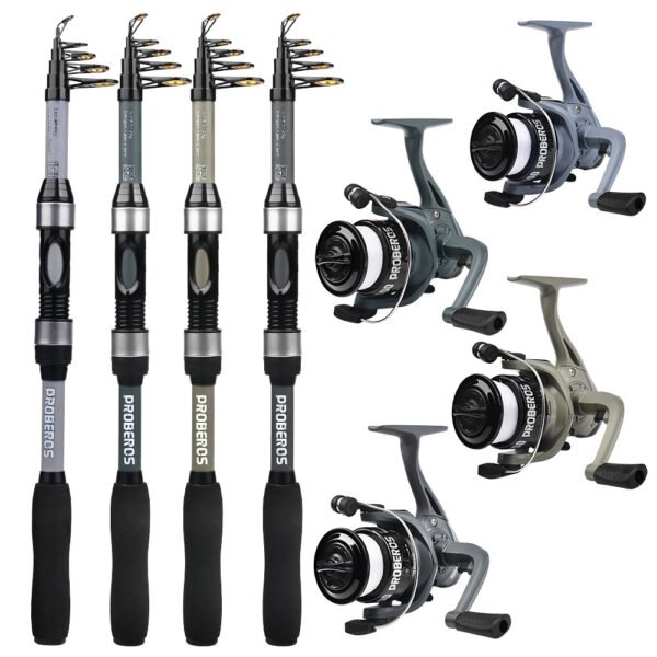 Factory OEM Spinning Fishing Rods Set Mini Fiberglass Spinning Rods and Metal 5.2:1 Gear Ratio Spinning Reels - Image 3
