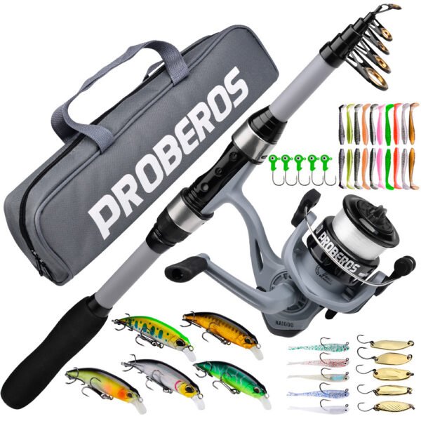 Factory OEM Spinning Fishing Rods Set Mini Fiberglass Spinning Rods and Metal 5.2:1 Gear Ratio Spinning Reels - Image 5