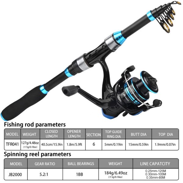 Custom Oudoor Fishing Set Glassfiber Spinning Fishing Rods with Spinning Reels - Image 6